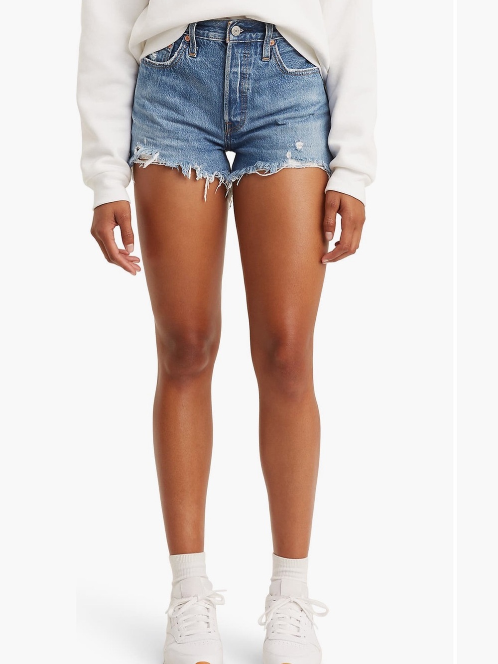 Levi’s Women's Distressed Blue Denim Cutoff Shorts